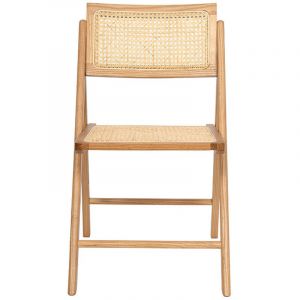 DRAWER Chaise pliante en cannage et bois - Bois clair - Paula