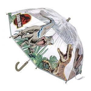 CERDÁ LIFE'S LITTLE MOMENTS Parapluie Cloche Jurassic Park - Imprimé Vélociraptors - Ouverture Manuelle - Fabriqué en 100% POE avec Structure en Fibre de Verre - Produit Original Conçu en Espagne