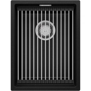 Evier Cuisine Noir Metallic 36x47cm, 1 bac + Kit de Vidage + Accessorie, Evier au meuble 40cm, Prague Slim de Primagran