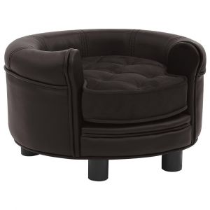 Canapé pour chien 48 cm peluche et synthétique marron 02_0000176