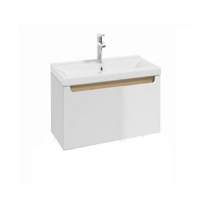 Naturel Meuble de salle de bain STILLA 60x30x45 cm, avec lavabo c&eacute;ramique 61,5x46,5x7 cm, blanc (STILLAD06007U3)