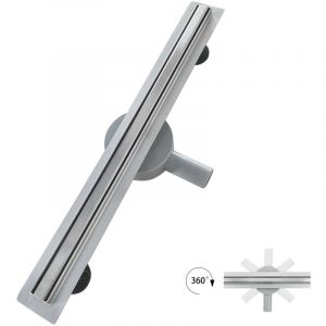 TIKA Caniveau de douche italienne compact L.80 cm acier inoxydable avec siphon 360°, drainage 36l/min