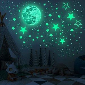 TLS Goods | Glow in the dark stars | 436 pieces | stars & moon stickers | Glow in the dark stars and moon | Chambre d'enfant | Lumineux| Sticker | Kids | Wall Stickers | Stars | Night | Starry Sky | Decoration | Sinterklaas - Christmas