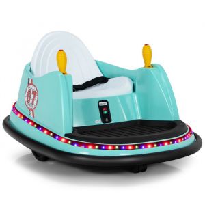 COSTWAY Auto Tamponneuse &Eacute;lectrique 360&deg; 6V/4.5Ah pour Enfants 2-5 Ans T&eacute;l&eacute;commande 24 G2 Moteurs Effet Sonore et Lumineux Vert