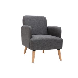 Image de Miliboo Fauteuil scandinave gris foncé et bois ISKO