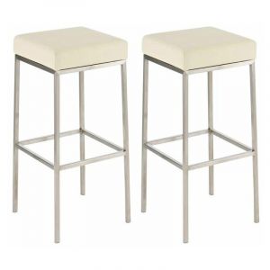 CLP Lot de 2 tabourets de bar Montréal 80 en similicuir beige Acier affiné
