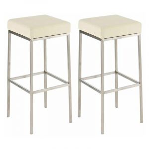 CLP Lot de 2 tabourets de bar Montréal 80 en similicuir beige Acier affiné