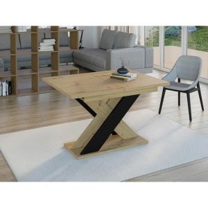 Tosca - table à manger extensible - chêne clair et noir - 120 à 160 cm - bois / noir - Bois / Noir