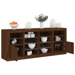 VidaXL Buffet avec lumières LED chêne marron 163x37x67 cm, meuble de rangement, meuble de rangement cuisine, meuble de rangement de salon