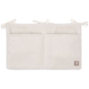 Jollein Sac de rangement pour lit de bébé - Cloudy Rib - Oatmeal - Organiseur de chambre de bébé - Organisateur de jouets avec compartiments - 49 x 30 cm - Accessoires de lit de bébé