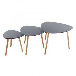 Image de Lot de 3 Tables à Café en Bois "Mileo" 60cm Gris Prix