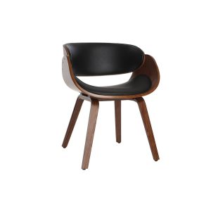 Image de Miliboo Chaise design noir et bois foncé noyer BENT