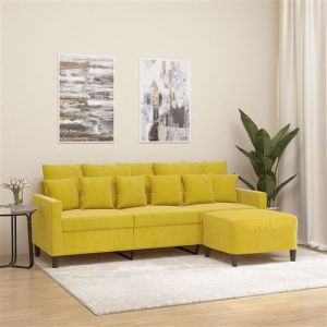 VidaXL Canapé à 3 places avec repose-pieds jaune 180 cm velours, canapé, canapé avec repose-pieds, canapé trois places, canapé 3 places, fauteuil