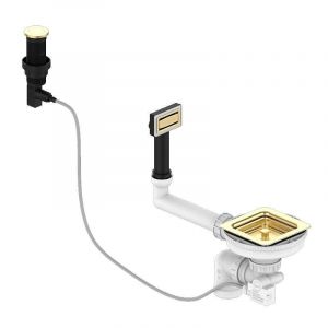 Bonde évier carrée 1 cuve avec vidage automatique diamètre 90 mm couleur or