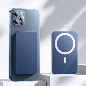 Batterie Externe Magnétique Magsafe Sans Fil Pour Iphone - Charge Rapide Par Induction - 5000mah - Bleu