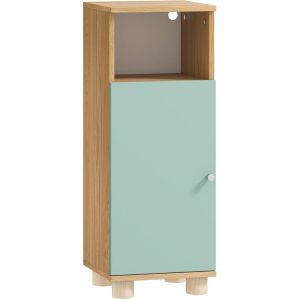 Homcom Meuble salle de bain design nordique porte étagère niche effet bois clair vert d'eau
