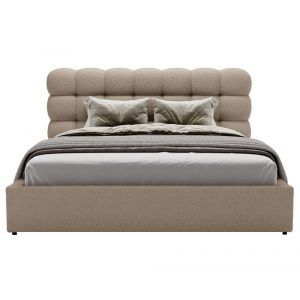 Bestmobilier - Lotus - lit coffre - 160x200 cm - sommier inclus - en tissu bouclette - taupe