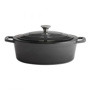 APS 88309 Cocotte avec couvercle "5 STARS", Fonte, Adapt&eacute;e &agrave; l'induction, Va au four, Porte-couvercle inclus, 33 x 25 cm, 5 litres, anthracite