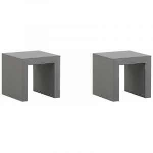 Beliani Lot de 2 tabourets de jardin en fibre-ciment gris TARANTO