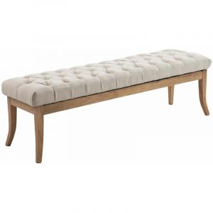 CLP Banc Ramses tissu pieds antique clair beige 150 cm