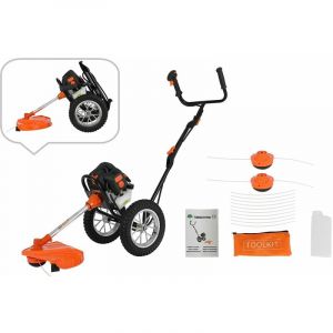 Image de Timberpro Débroussailleuse thermique sur roue 52 cm3 avec 2 bobines coupe bordure
