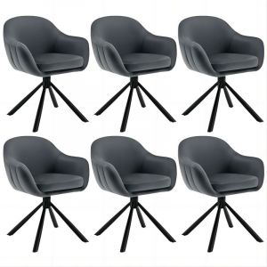 WOLTU Lot de 6 Chaises Salle à Manger Pivotante à 360° en Velours. Pieds en Métal. Chaise de Cuisine avec Dossier et Accoudoirs. Chaise Ergonomique.