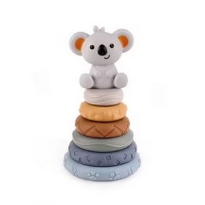 DORON & CHARLIE - Tour Koala - Haut Comme 6 Pommes - 056343 - Couleurs Assorties - Silicone - Empilement - Jouet Pour Enfants - Accessoire de Puériculture - Bébé - 1er Age - À Partir de 12 mois