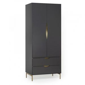 Armoire 2 Portes Design "Kobe" 195cm Gris Prix