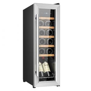 Cecotec Cave à vin 12 bouteilles Bolero GrandSommelier 1230 CoolWood Compressor. 32 litres, Système de compresseur, Haute performance, Température réglable, Éclairage LED intérieur, Commande tactile.