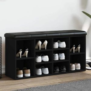 VidaXL Banc À Chaussures Noir 102x32x50 Cm Bois D'ingénierie