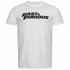RAPIDE ET FURIEUX Logo Hommes T-shirt UNMTS047WHT
