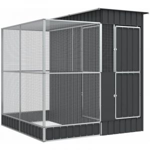 Volière cage à oiseaux avec extension argenté 209 x 203 x 216 cm acier Argent