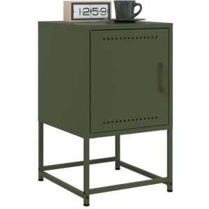 VidaXL Tables de chevet 2 pcs noir vert olive 36x39x60,5 cm acier, armoire, armoire latérale, support de téléphone, table de chevet
