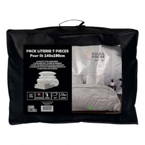 Image de Soleil d'Ocre Ensemble Couette et Parure 7 Pièces Boheme Lin pour lit en 140x190 cm