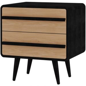 Chantal Table de chevet avec 2 tiroirs en effet chêne noir