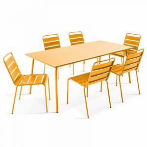 Oviala Ensemble table rectangulaire (180 x 90 x 72 cm) et 6 chaises Palavas - Jaune