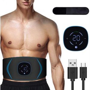 Yonars Electrostimulateur Musculaire, Electrostimulation Ceinture, 10 Modes, 20 Niveaux d'intensité, avec USB Rechargeable pour, EMS Ceinture Abdominale