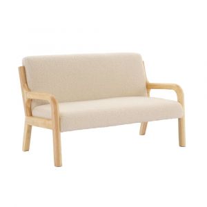 Banquette scandinave enfant bois bouclette beige