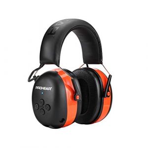 Image de PROHEAR 037 Bluetooth Casque Anti Bruit, Musique Protection Auditive Rechargeable avec Sac Transport, Cache-Oreilles de Protection pour Tonte, Construction, Menuiserie, SNR 30dB, NRR 25dB - Orange