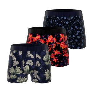 Freegun Boxer Homme, Caleçon Homme Fleurs, Doux & Respirant (Lot de 3) S