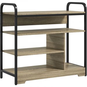 Meuble à chaussures 4 niv. style industriel - dim. 70L x 30l x 65H cm - métal noir aspect chêne clair