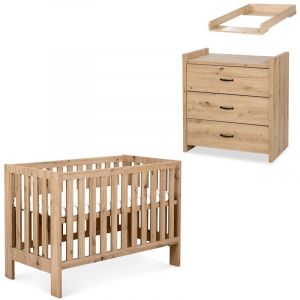 Monmobilierdesign Amelia ii Ensemble bébé commode à langer et lit évolutif 120x60 Chêne Avec tiroir