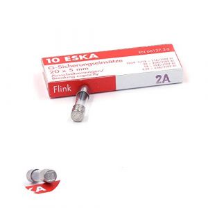 Eska Fusible Rapide (F) en verre 2A/250VAC 5x20mm (Boite de 10 Fusibles)