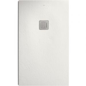 Roca Receveur de douche POLO+ résine Stonex antidérapant et découpable - Avec grille - Blanc mat 160x90cm