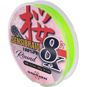 Sakura Fils Tresses Sensibraid 8 Chart 150 M - 0.08 mm / 6Kg / 13.2Lbs