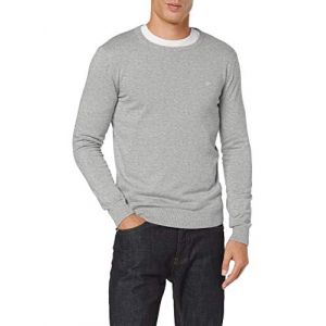 Tom Tailor Pull col rond en coton gris clair chiné