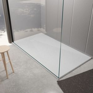 Image de Aurlane Receveur de douche 90x160x2.6 cm en smc Finition Ardoise - Blanc Mat - rock 2 white