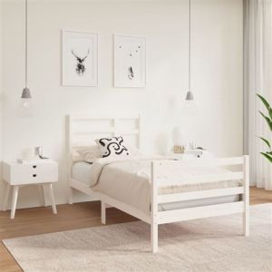 VidaXL Cadre de lit Blanc Bois massif 90x190 cm Simple