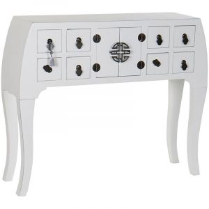 Pegane Console Table console en bois de sapin et MDF coloris blanc - Longueur 98 x Profondeur 26 x Hauteur 80 cm -