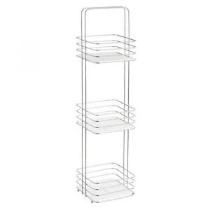 Image de Etag&egrave;re de salle de bain, meuble de rangement en m&eacute;tal et PP coloris blanc - Longueur 20 x Profondeur 20 x Hauteur 83 cm - JUANIO -